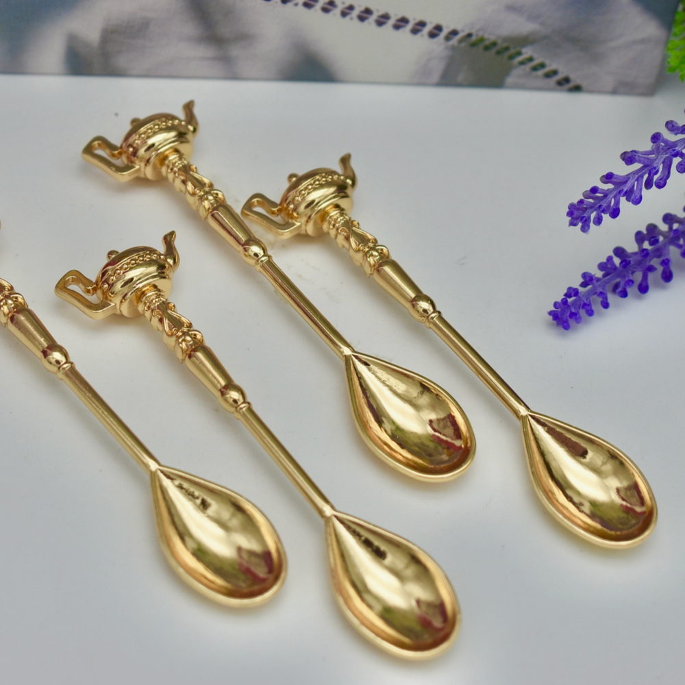 Gold Plated Spoon with Teapot Handles Gift Box